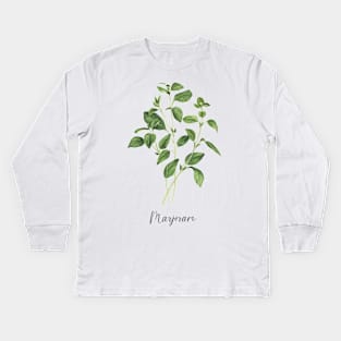 Marjoram herb illustration Kids Long Sleeve T-Shirt